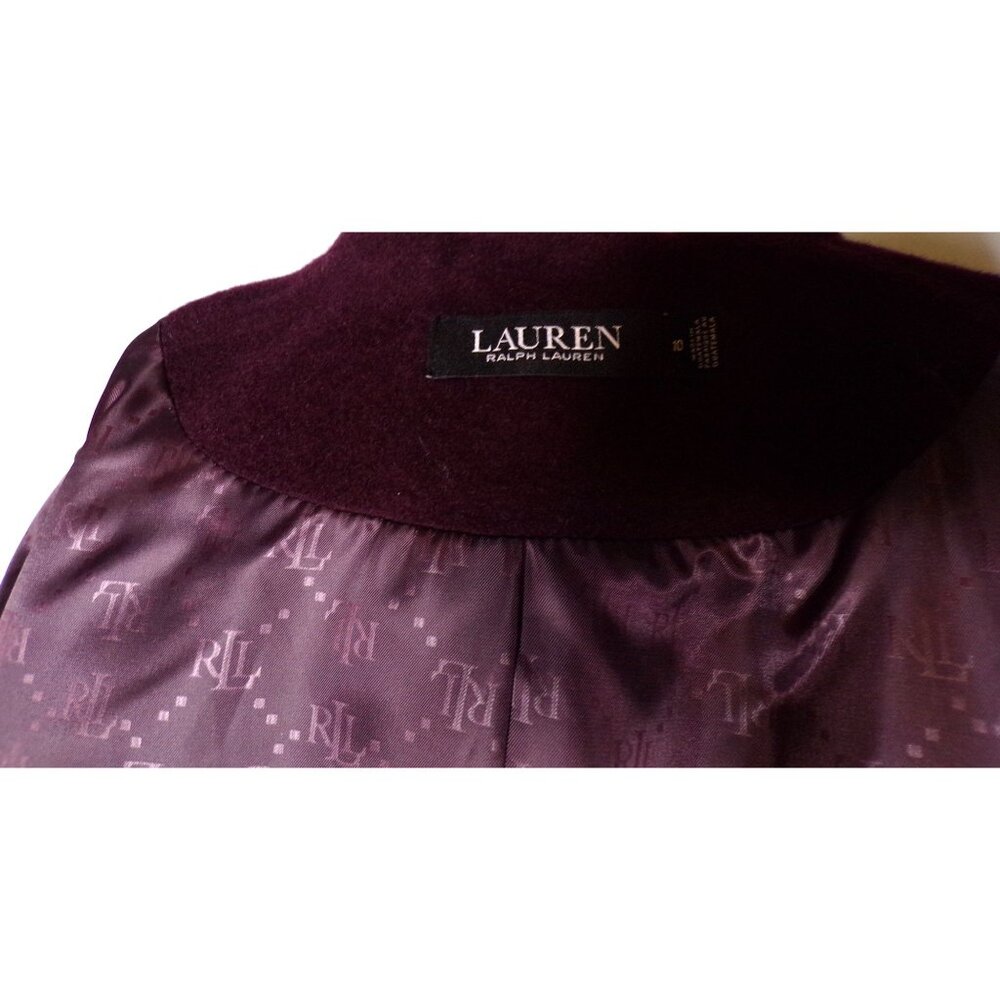 🆕RALPH LAUREN Longline Reefer Coat Wool Blend Wine Burgundy 10 - Picture 11 of 11